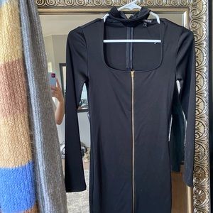Express Front Zip Up Bodycon Dress